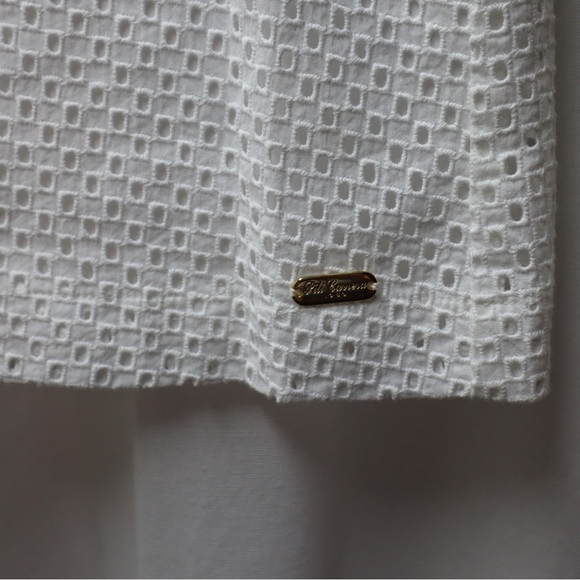 Puli Carrera White Eyelet White Pink Bow Cotton Dress- 5 - Picture 5 of 5